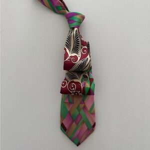 Versace Red and Green Geometric Tie